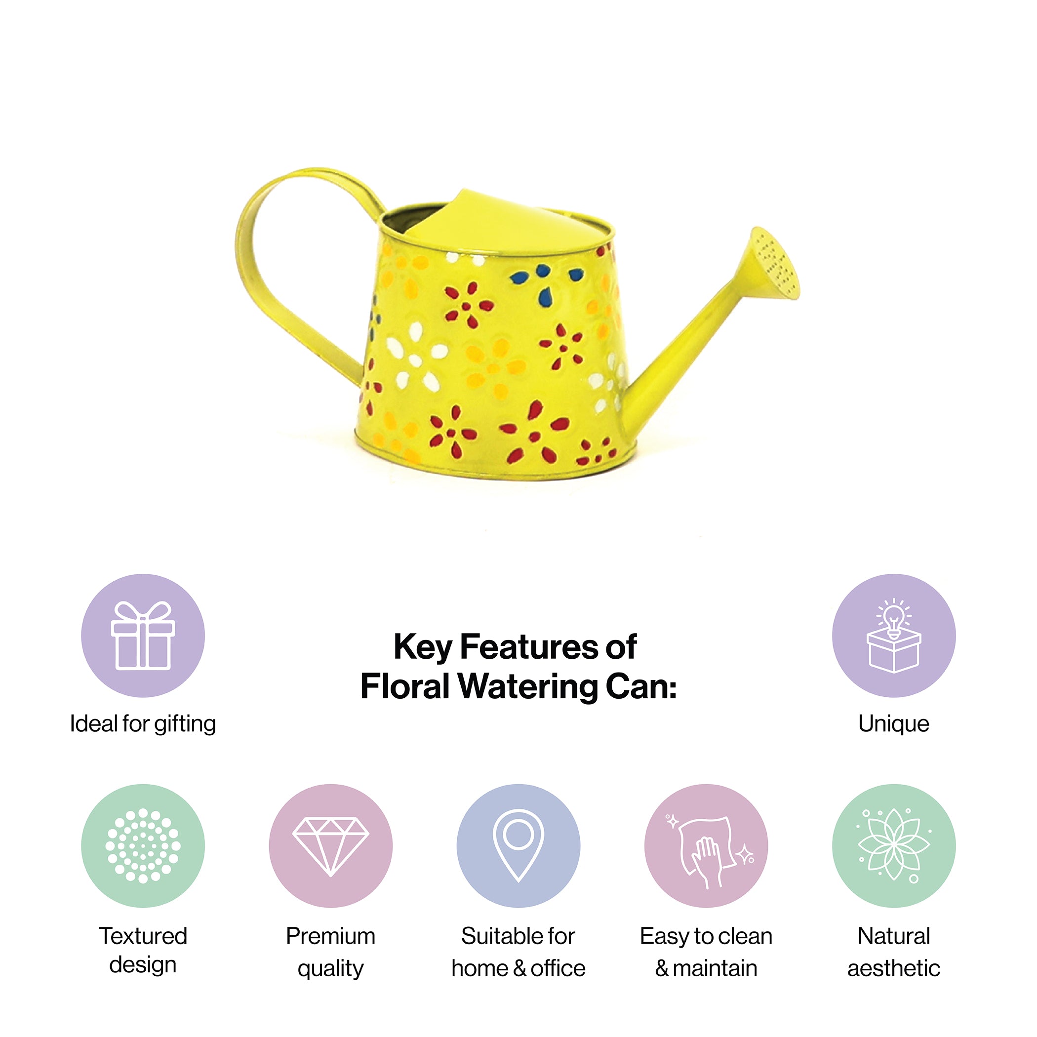 Traditional Watering Can - Large - Floral Print Green