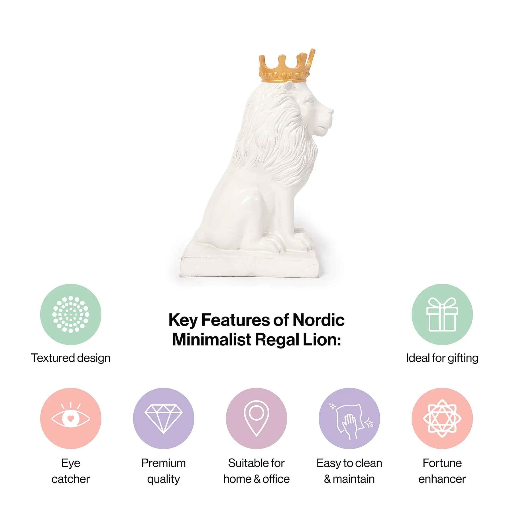 Modern Artistic White King Lion Decorative Showpiece