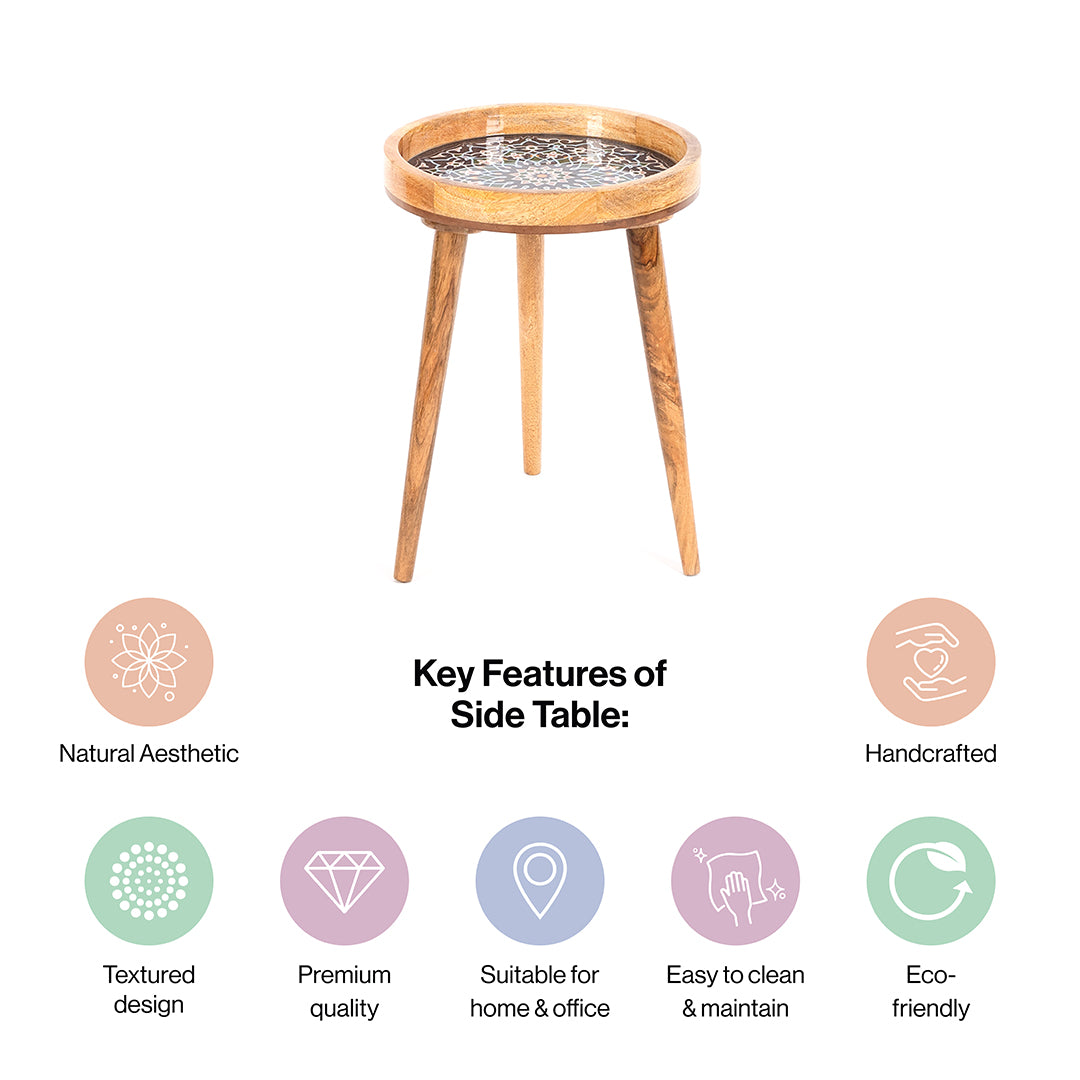 Round End Table For Living Room In Mandala