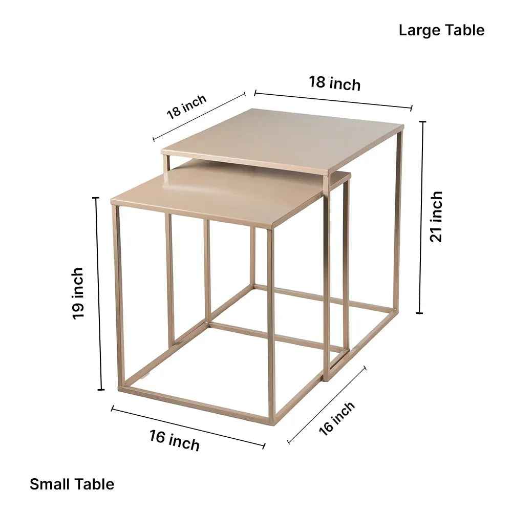 Metal Nesting Tables Set of 2 in Cream