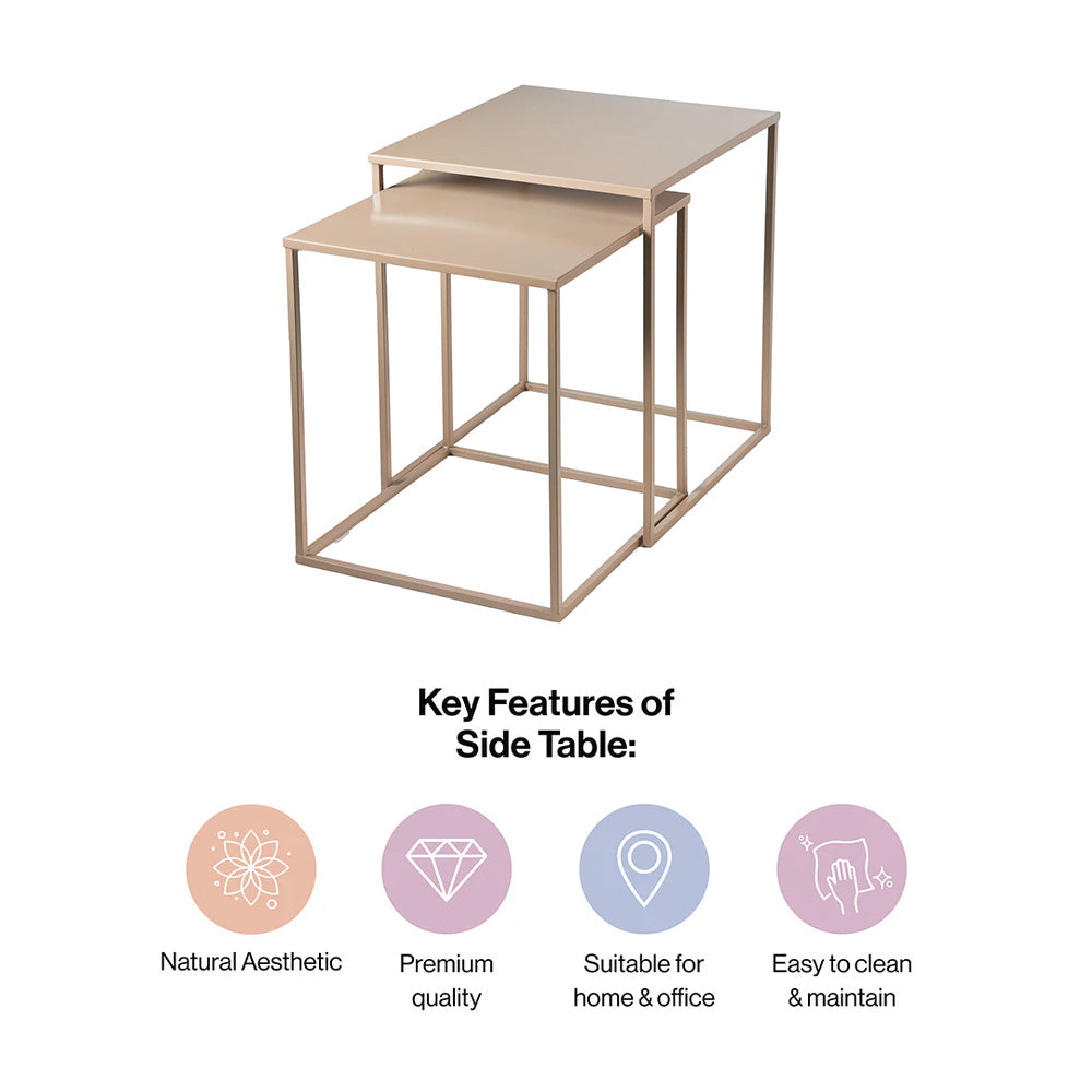 Metal Nesting Tables Set of 2 in Cream