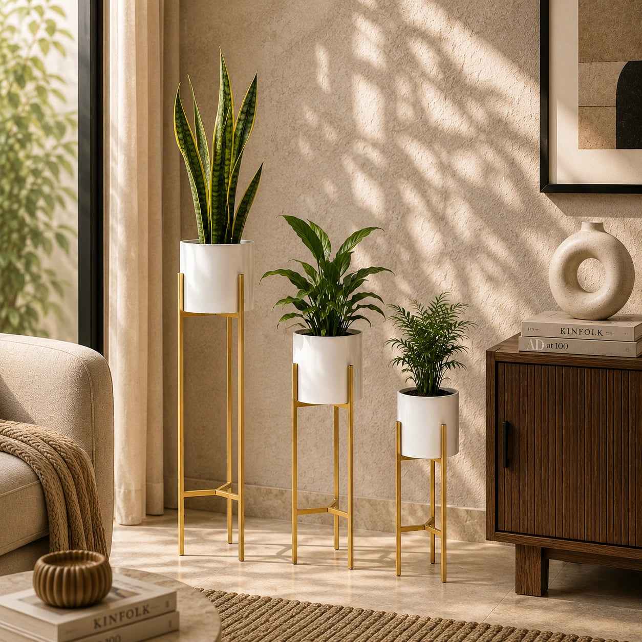 Metal Plant Stand With 3 Planters