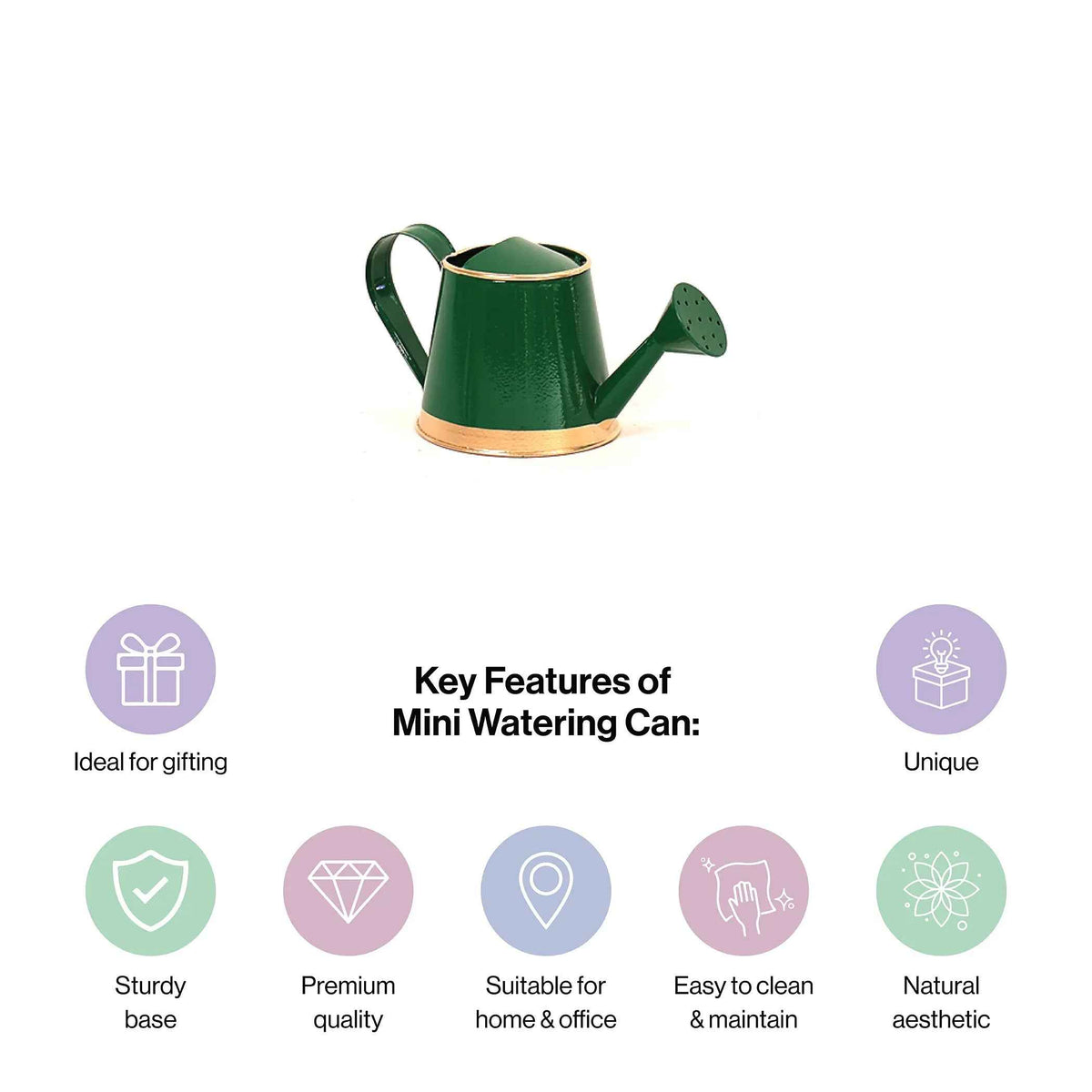 Traditional Watering Can in Dark Green with Golden Touch
