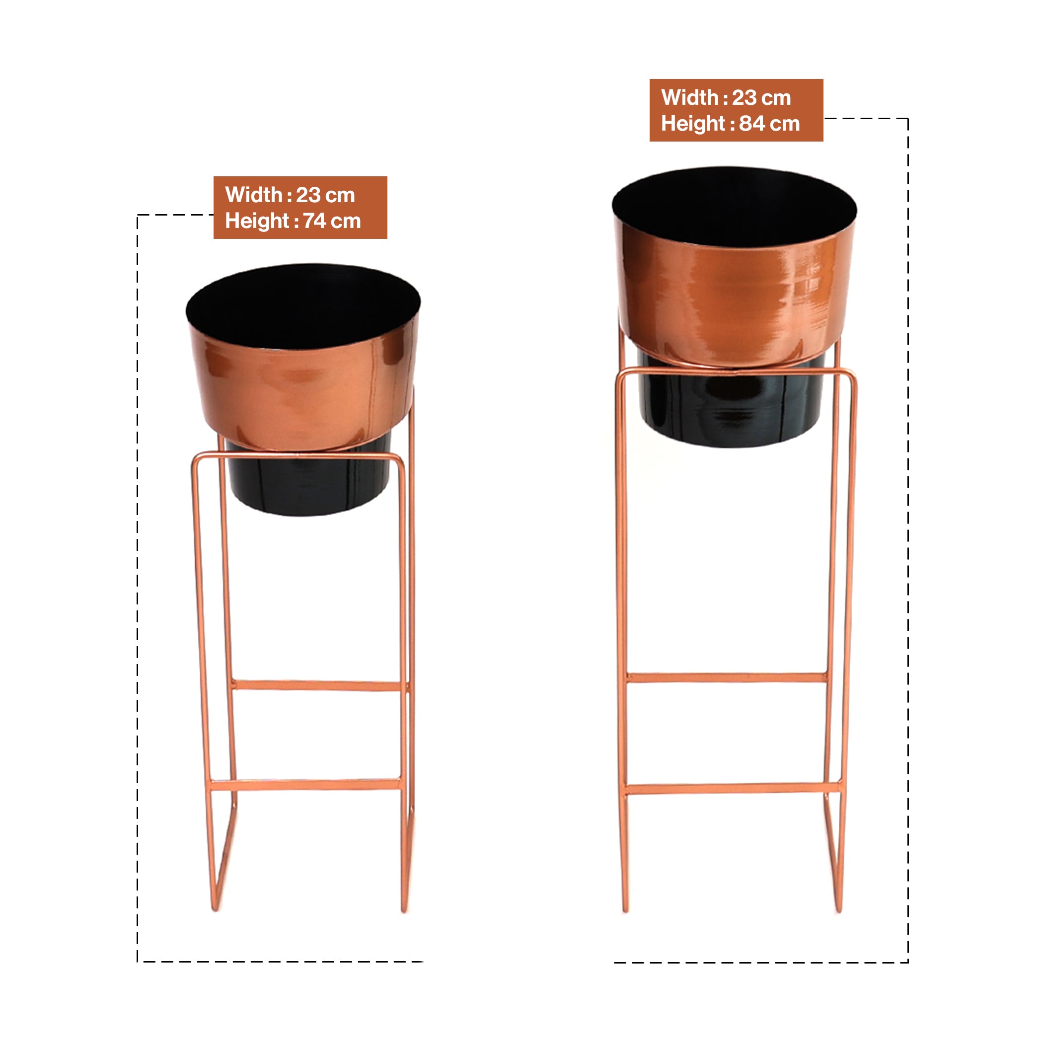 Modern Copper Plant Pot-Set of 2