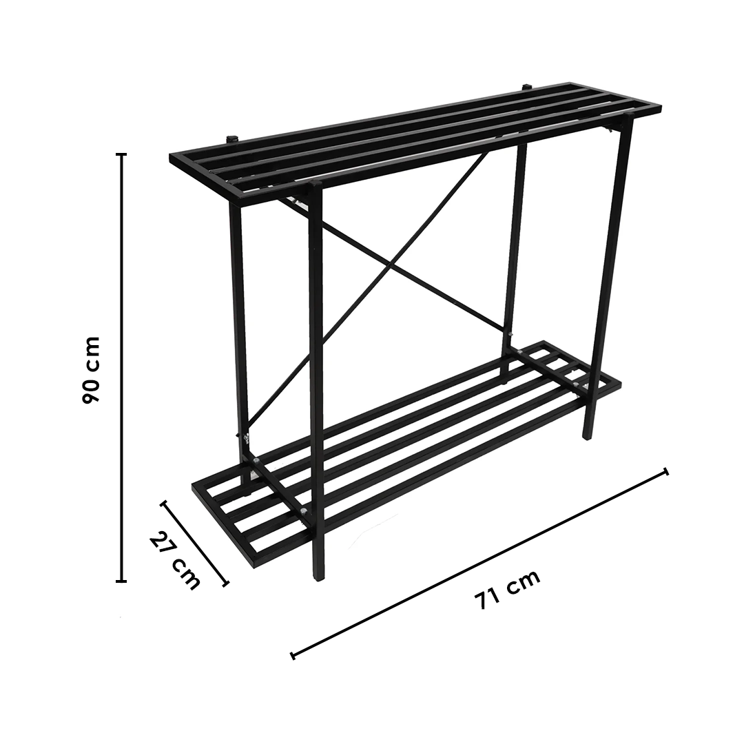 Modern Black 2 Tier Metal Plant Stand