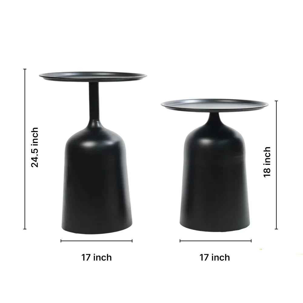 Modern Black Metal Side Table Set of 2 for Home Decor