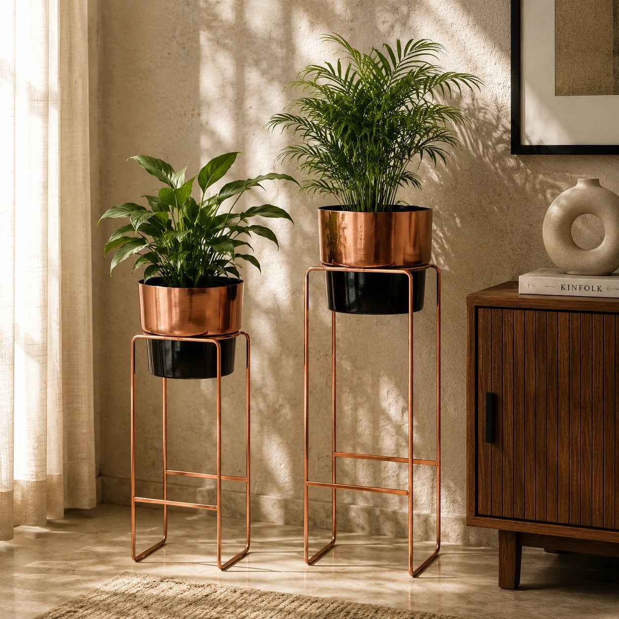 Modern Copper Plant Pot-Set of 2