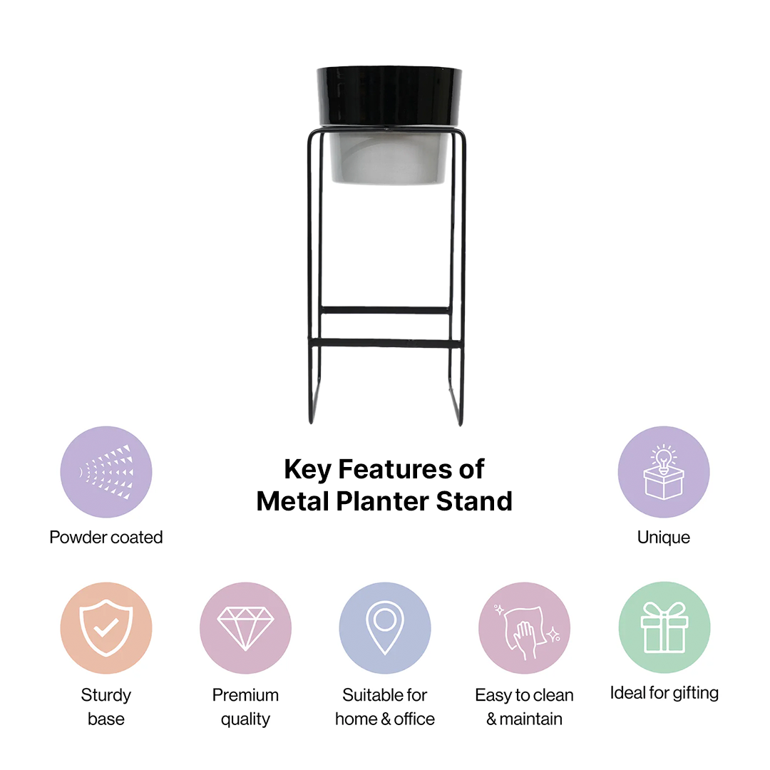 Modern Elevated Metal Planter Stand Black