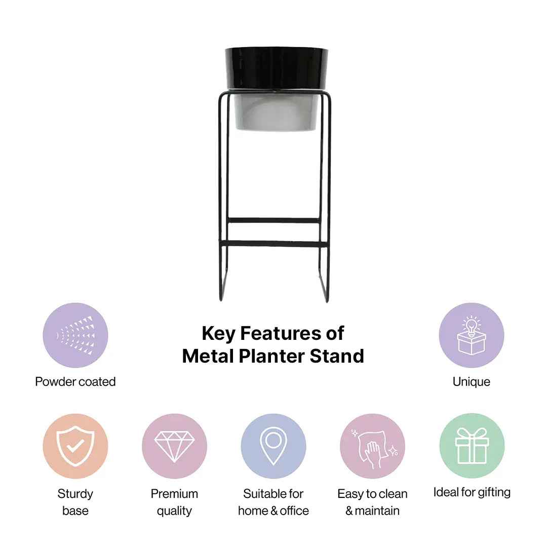 Modern Elevated Metal Planter Stand Black