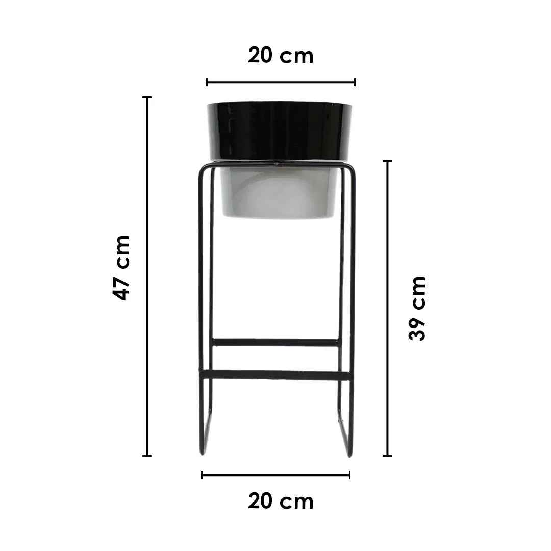Modern Elevated Metal Planter Stand Black