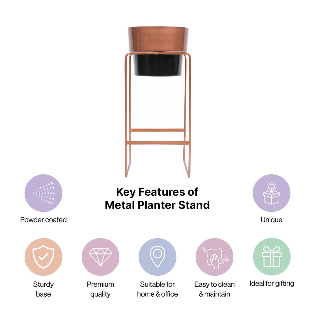Modern Elevated Metal Planter Stand Copper