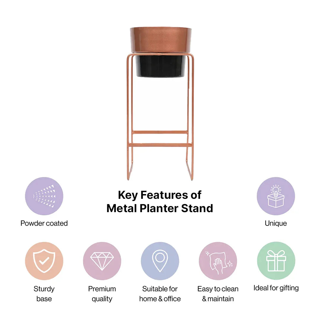 Modern Elevated Metal Planter Stand Copper