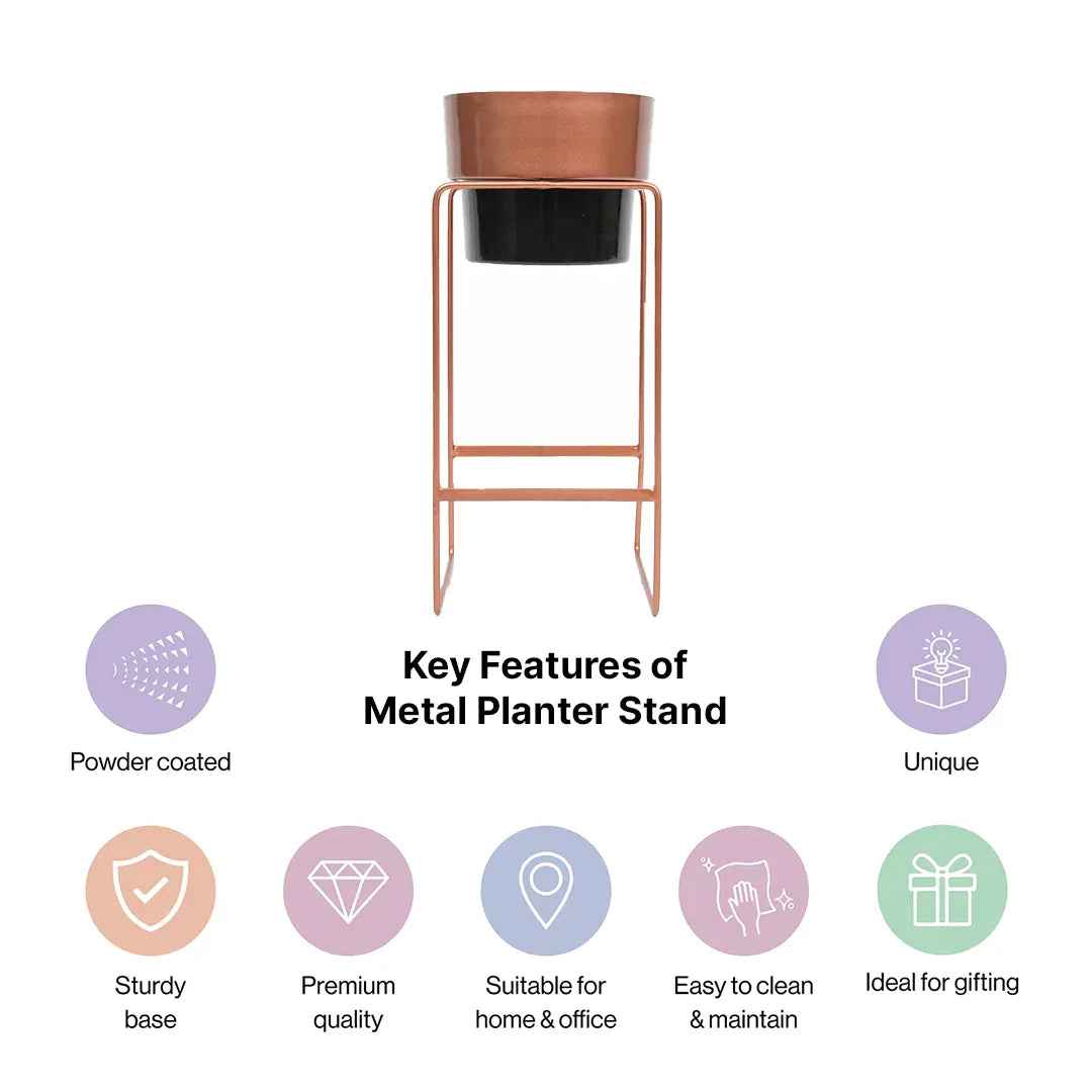 Modern Elevated Metal Planter Stand in Copper