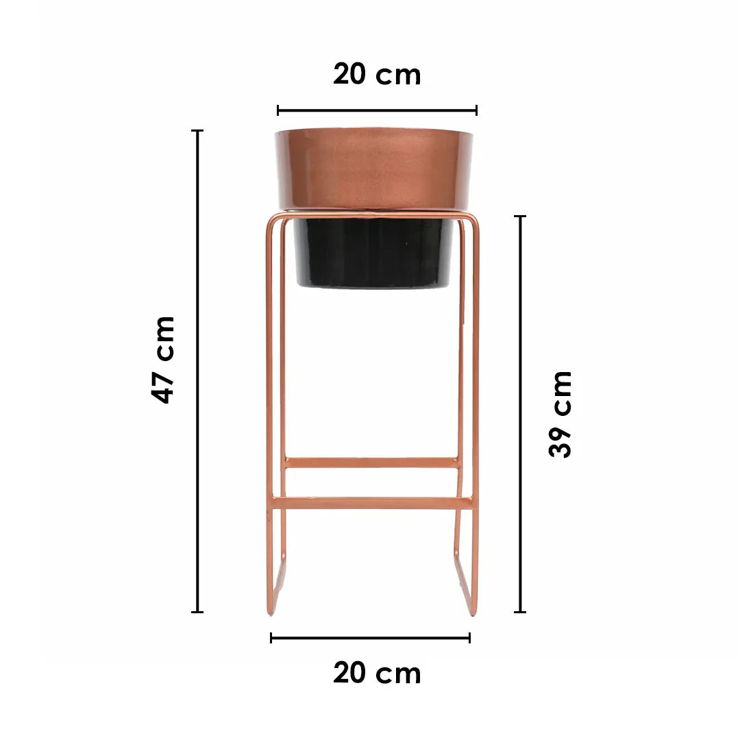 Modern Elevated Metal Planter Stand Copper
