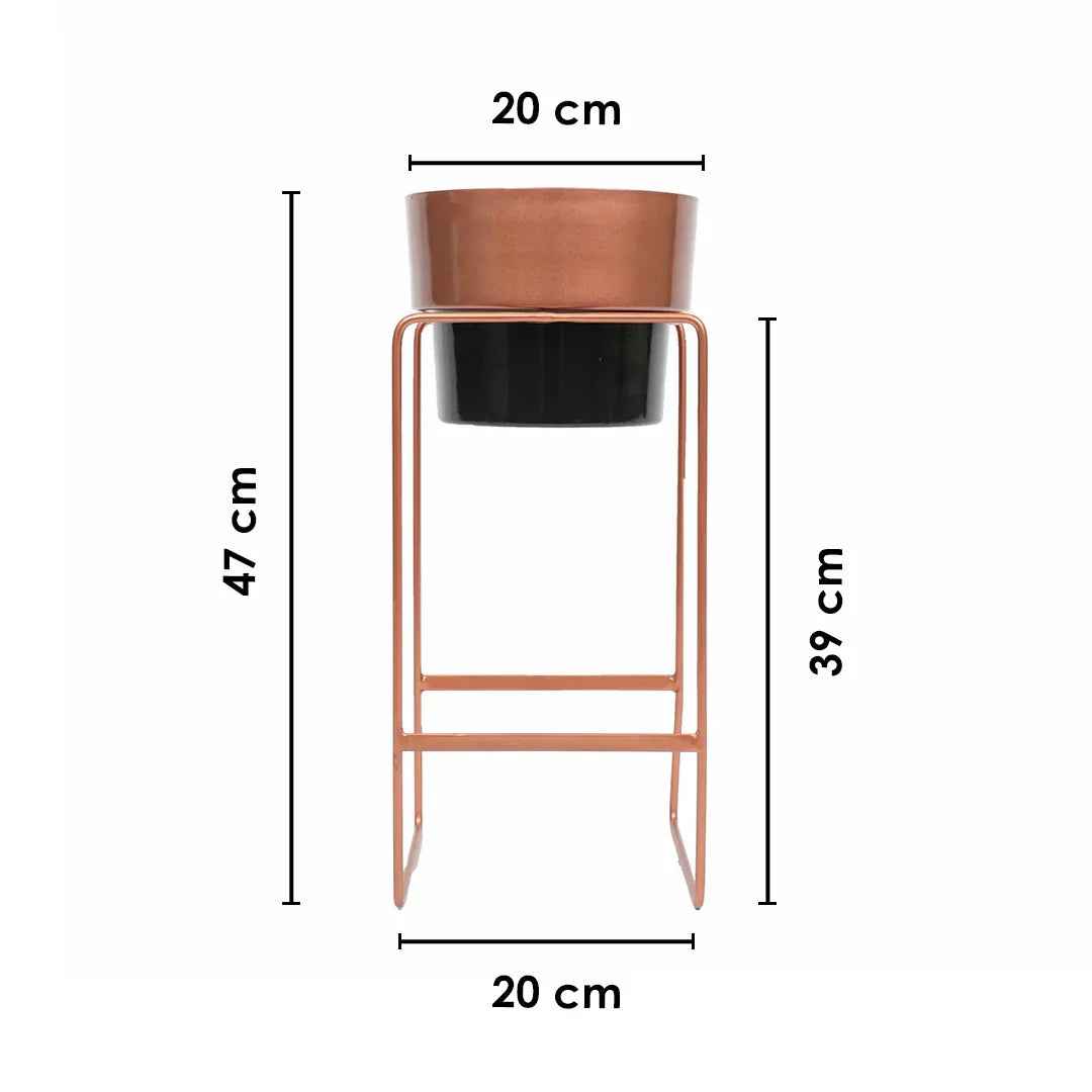 Modern Elevated Metal Planter Stand in Copper