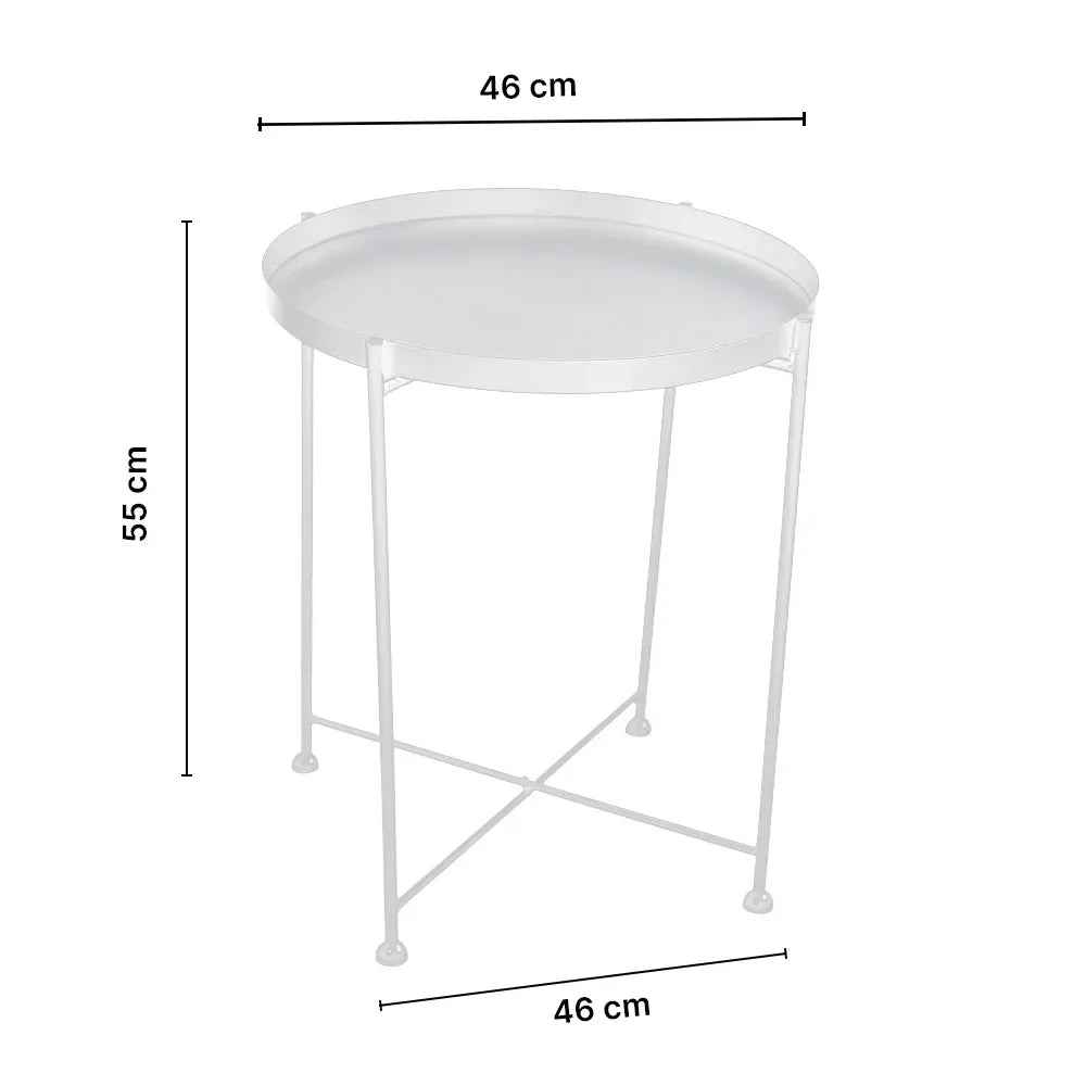 Modern Metal Coffee Side Table with X-Frame Base in White for Living Room
