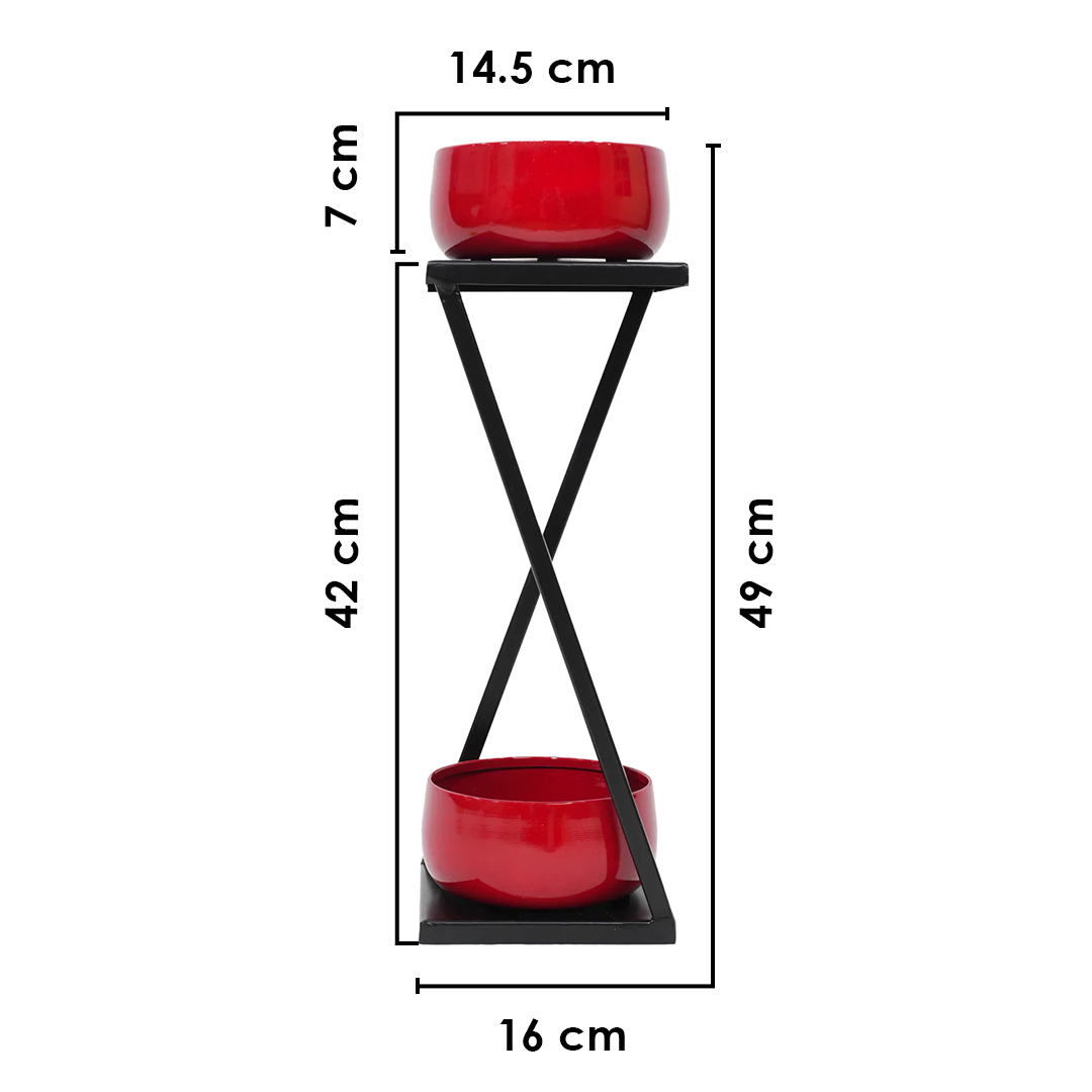 Modern X Frame Metal Planter Stand with Pots