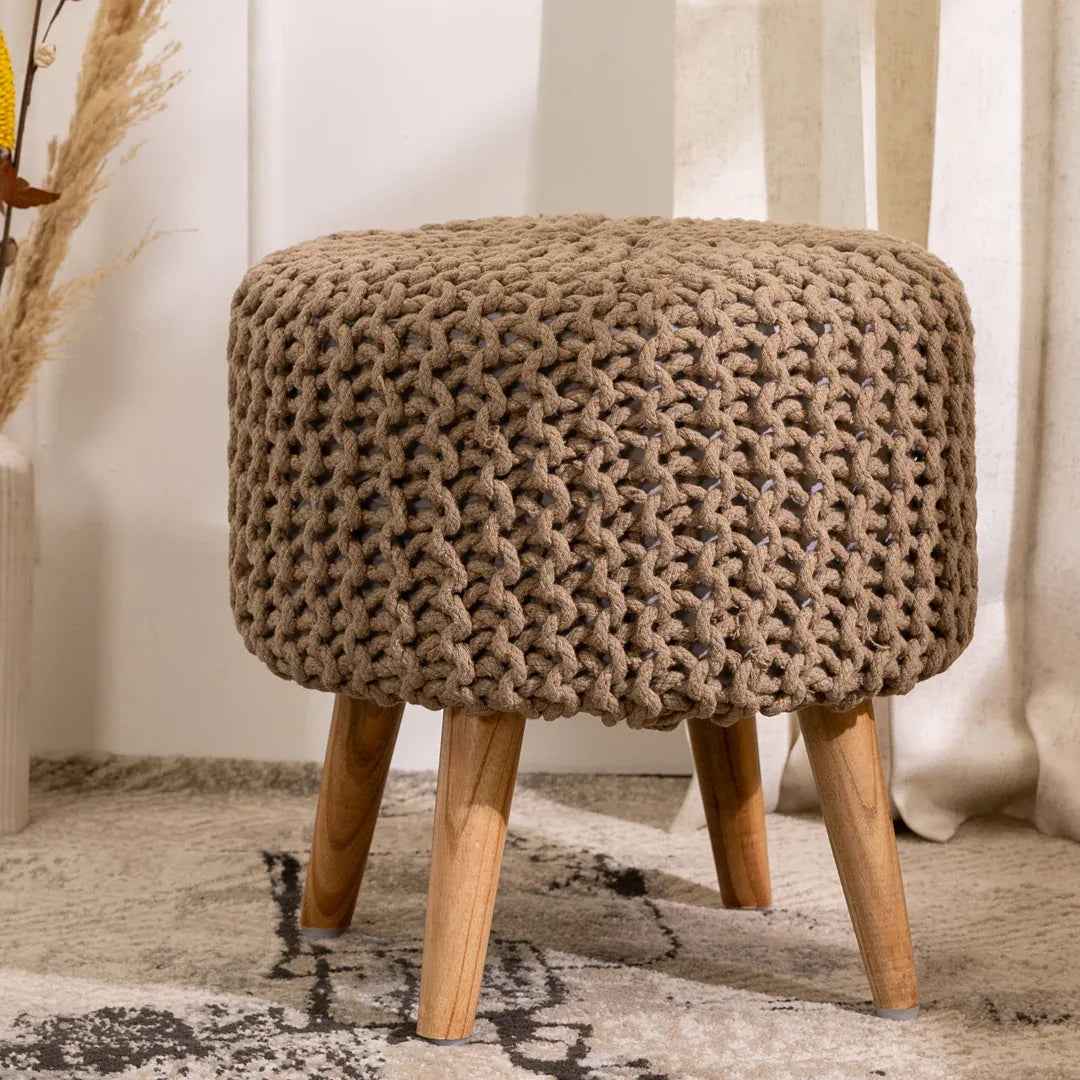Dori Ottoman Pouffe Stool in Cream