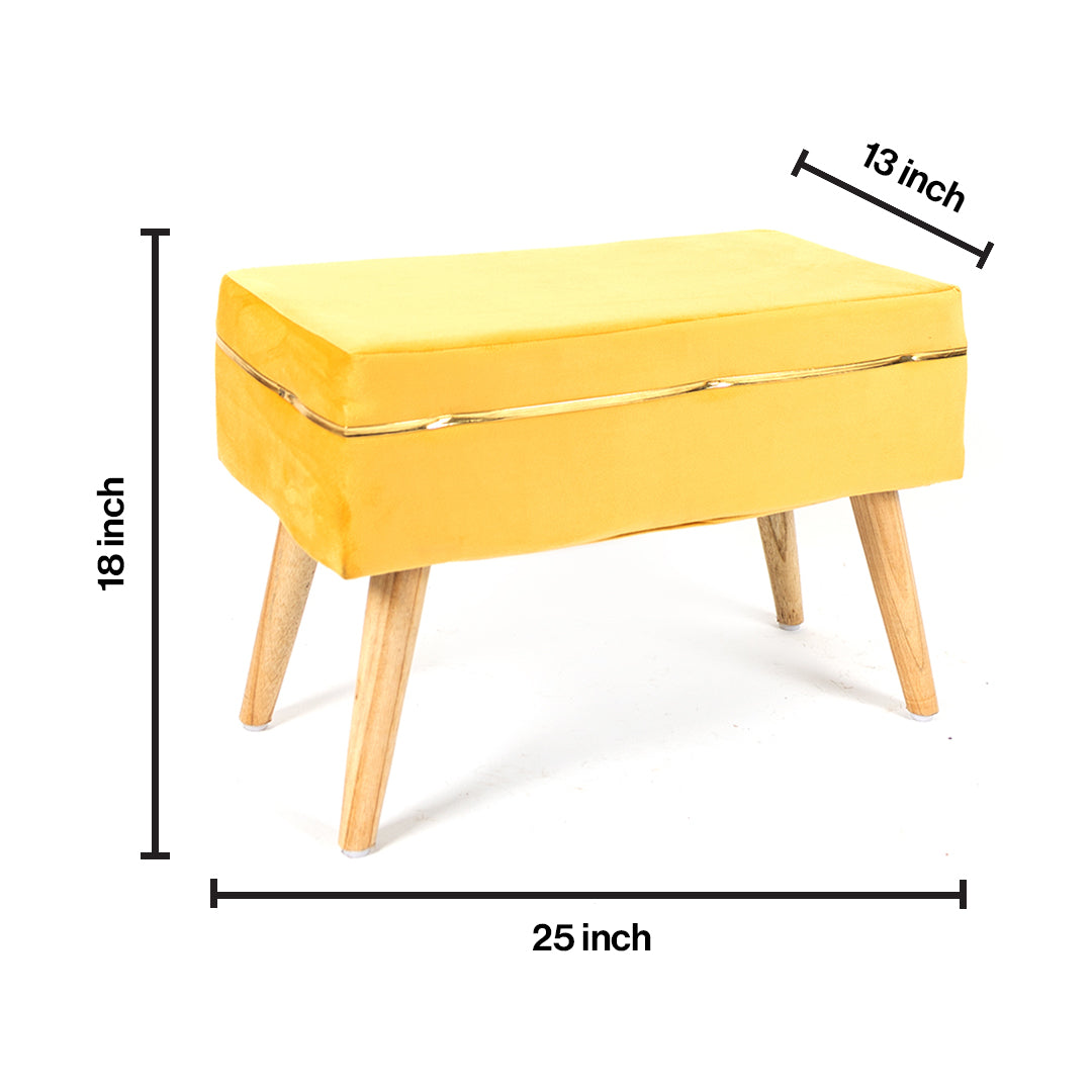 Modern Velvet Ottoman Bench in Marigold