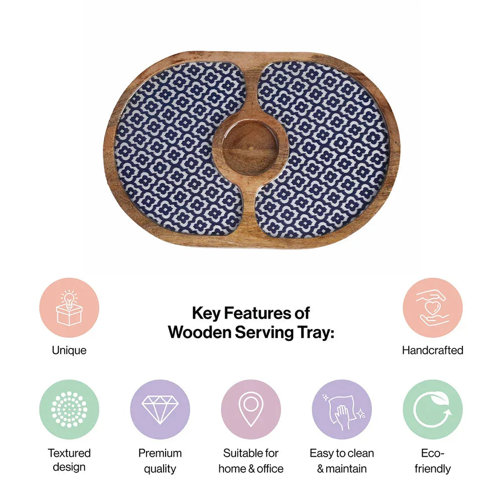 Oval Wood Tray with Dip Platter