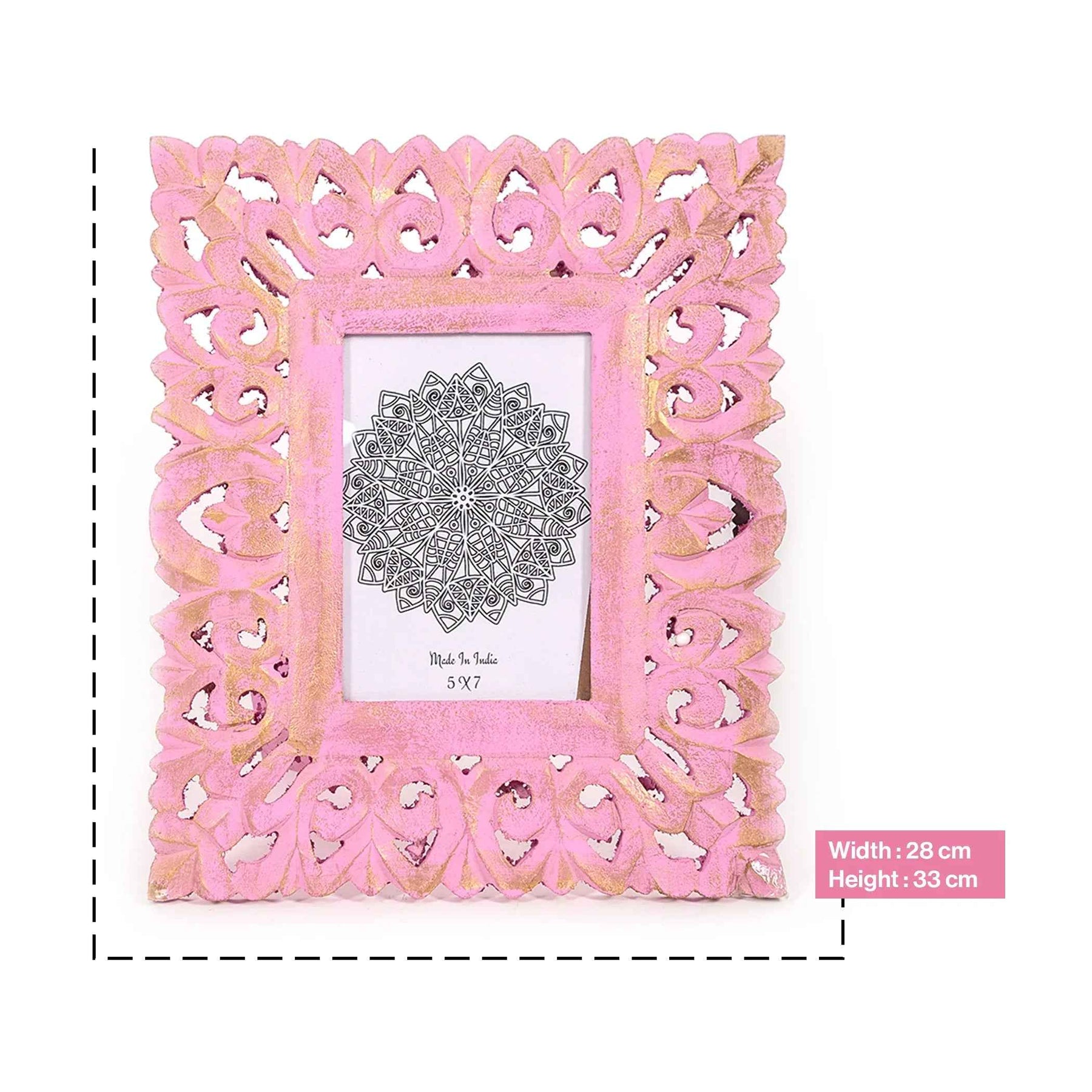 Handcrafted Wooden Antique Pink Photo Frame