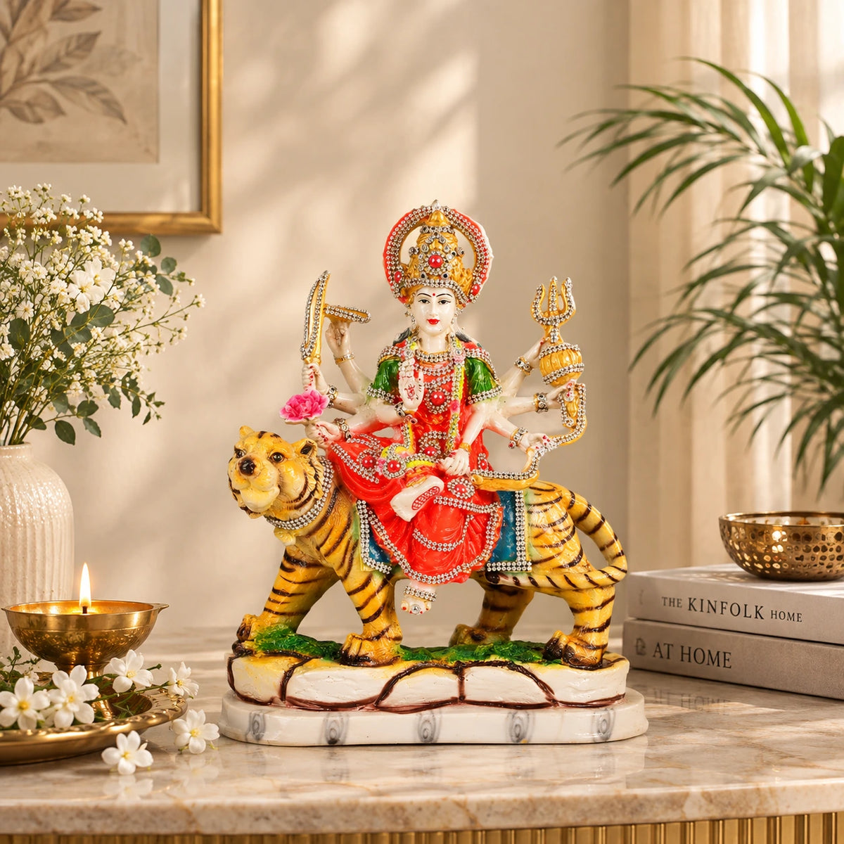 Premium Resin Colorful Maa Durga Murti (Idol) for Home & Office