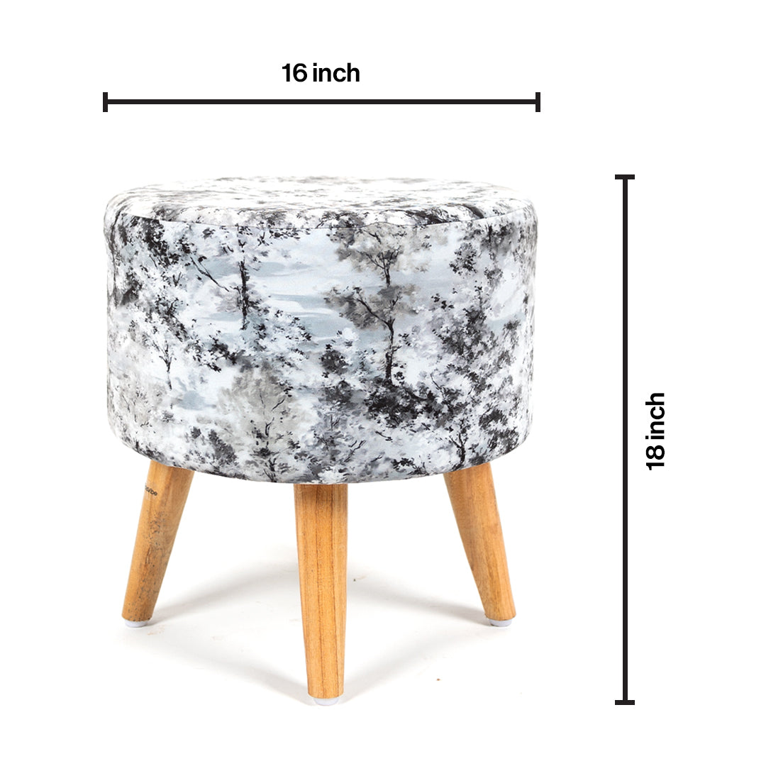 Ottoman Pouffes Print Chair and Stool Combo in Midnight Smoke