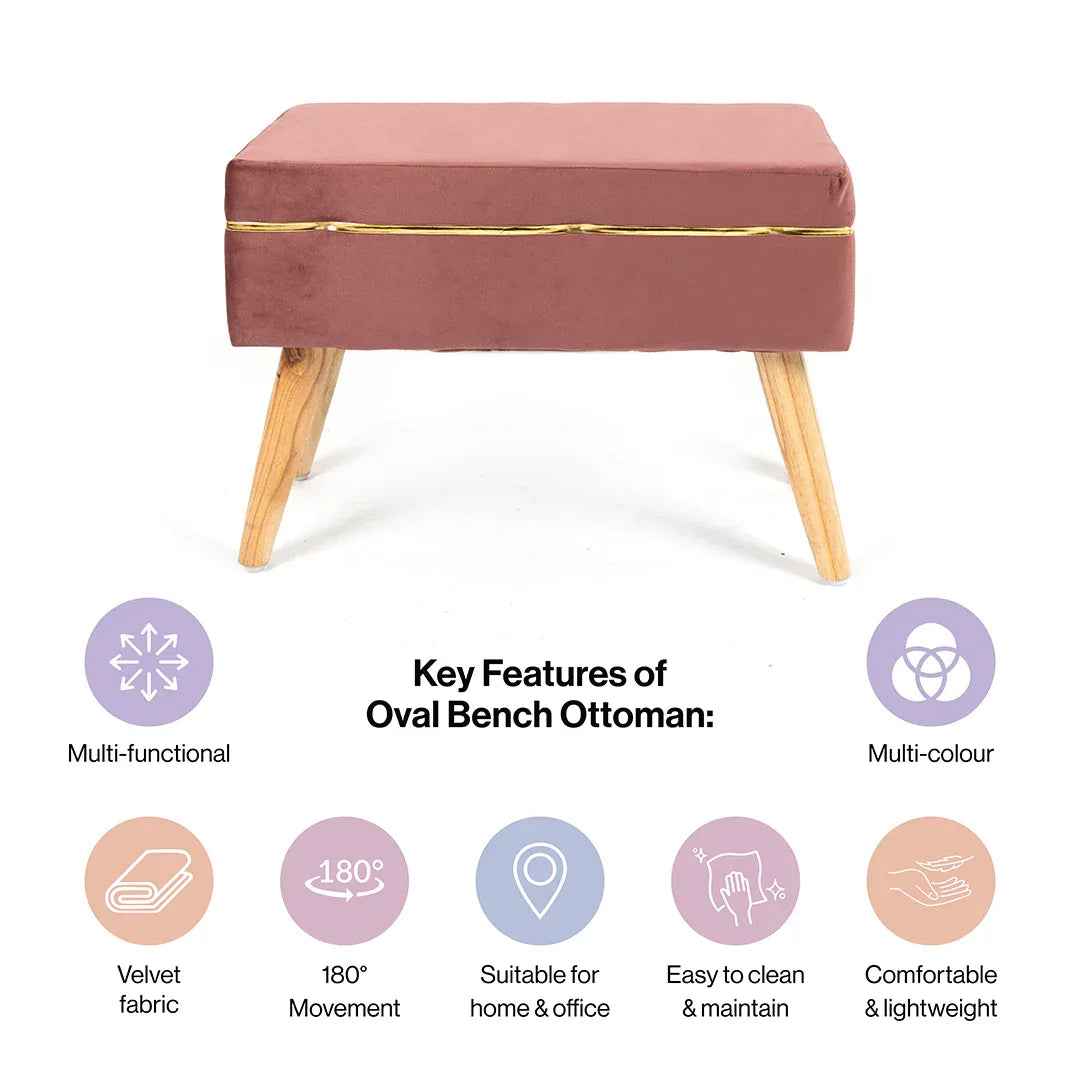 Velvet Oval Bench Set Of 2 In Pastel Pink