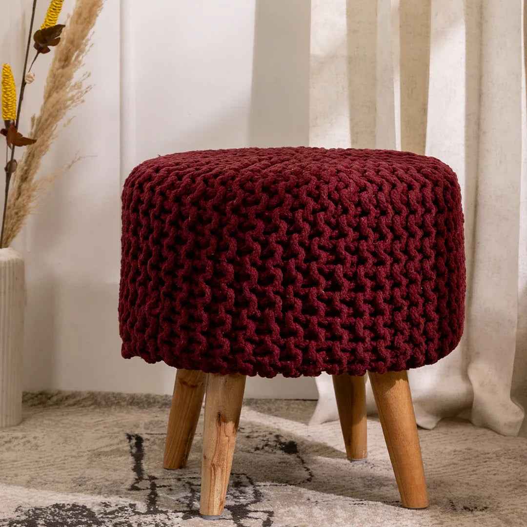 Dori Ottoman Pouffe Stool in Vintage Wine