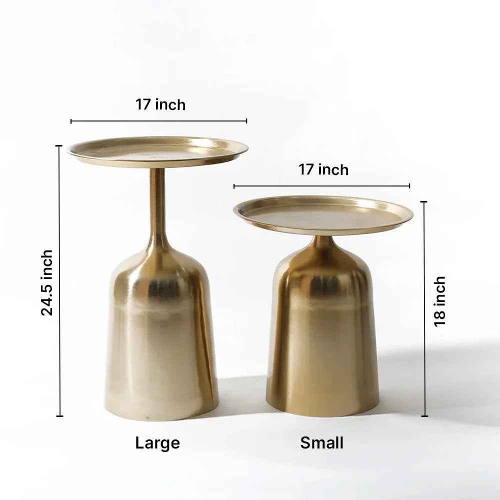 Premium Metal Side Table Set of 2 in Gold