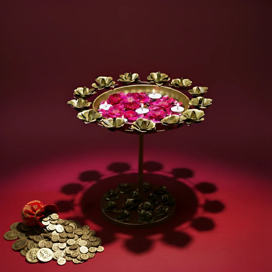 Round Brass Urli Diya Stand (Single)