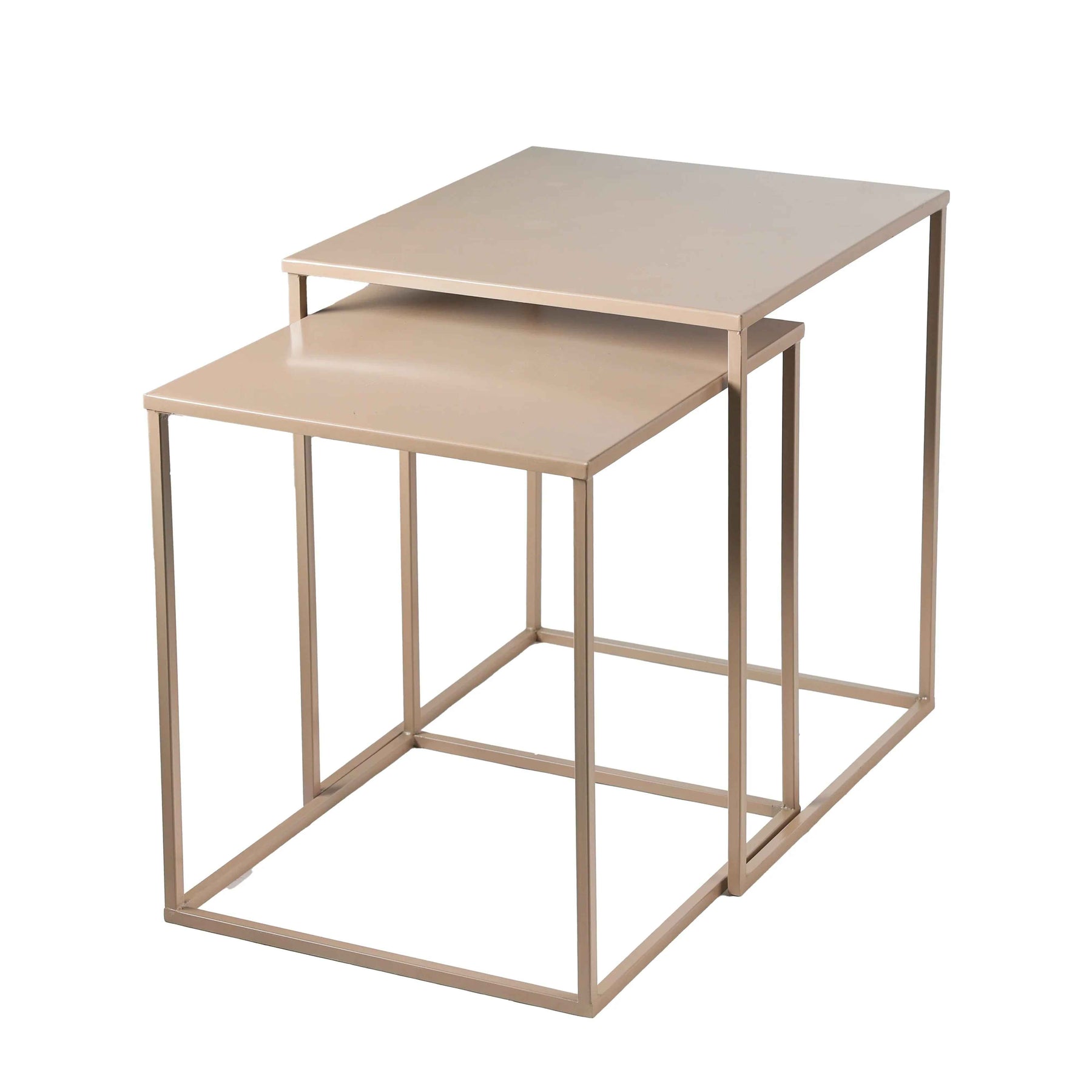 Metal Nesting Tables Set of 2 in Cream