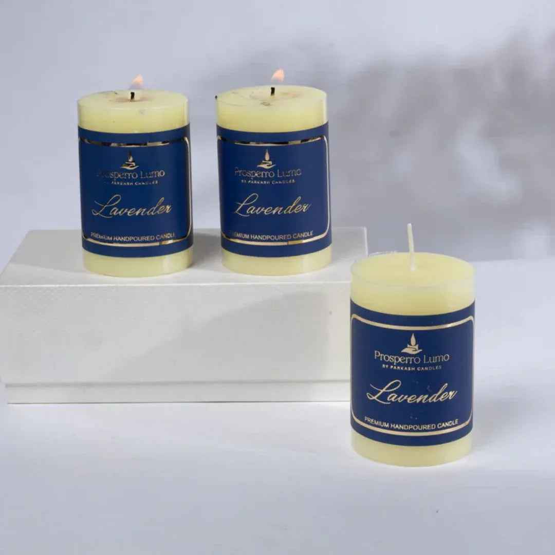 Premium Pillar Scented Candle in Lavender for Home Decor