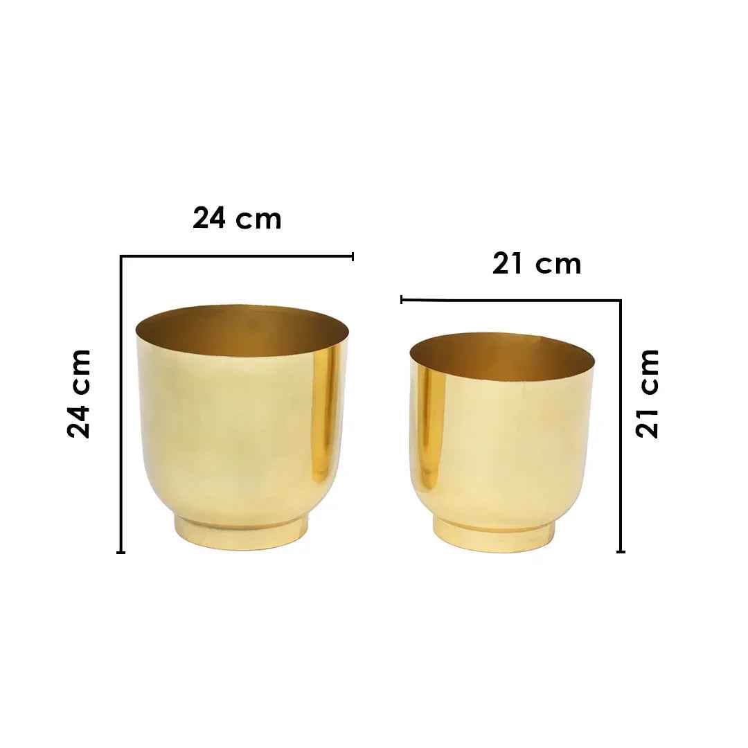 Gold Finish Metal Planters Set of 2