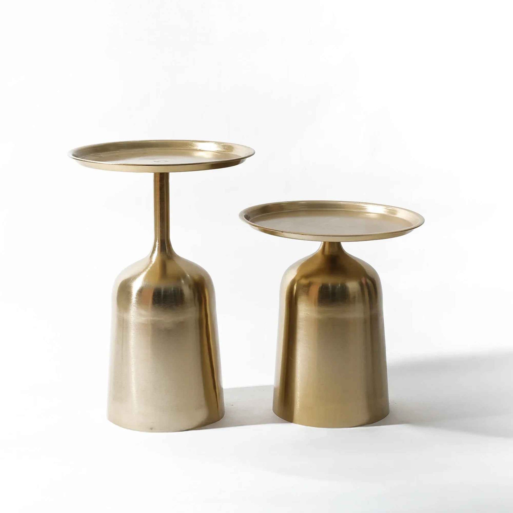 Premium Metal Side Table Set of 2 in Gold