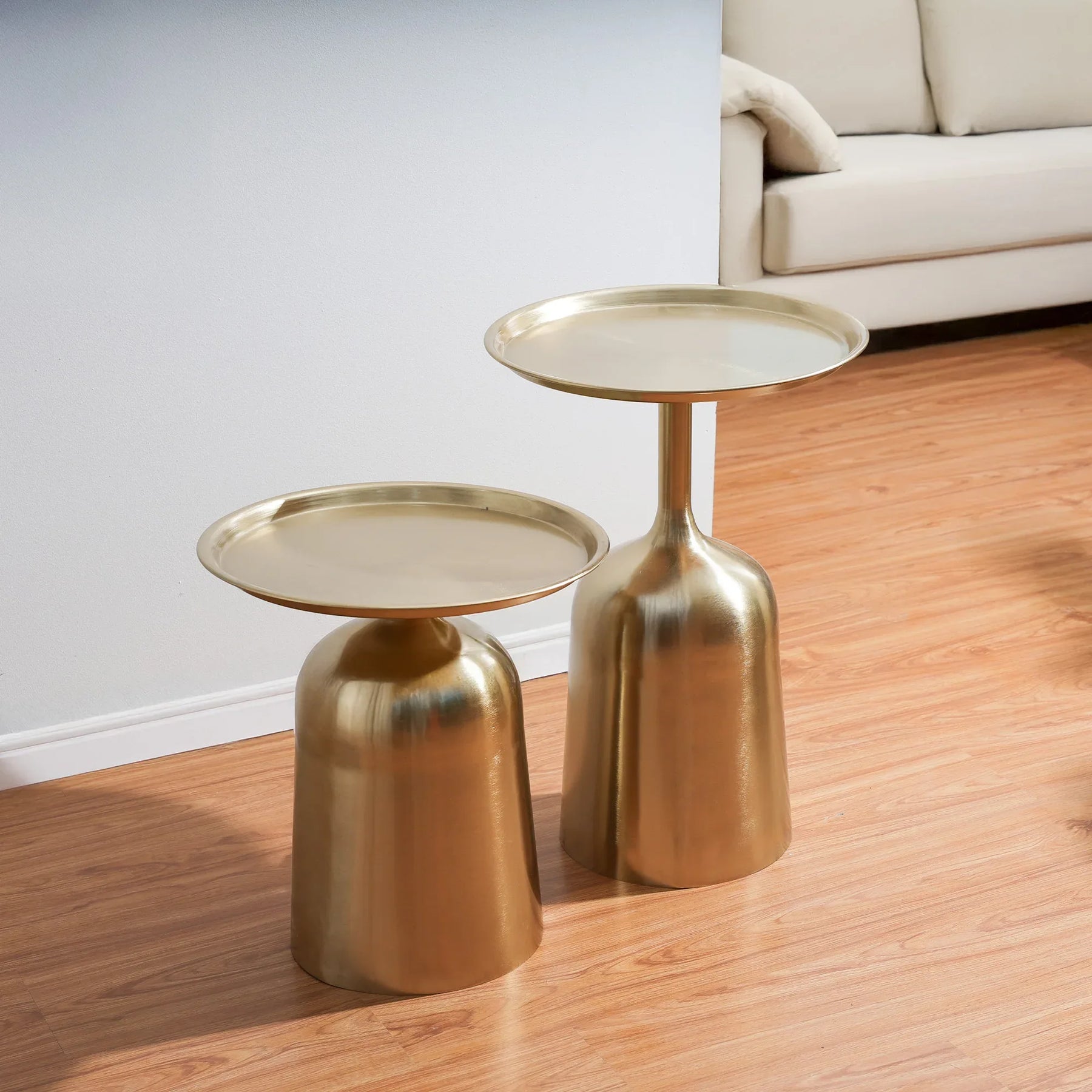 Premium Metal Side Table Set of 2 in Gold – Luxury Accent Tables for Living Room & Bedroom