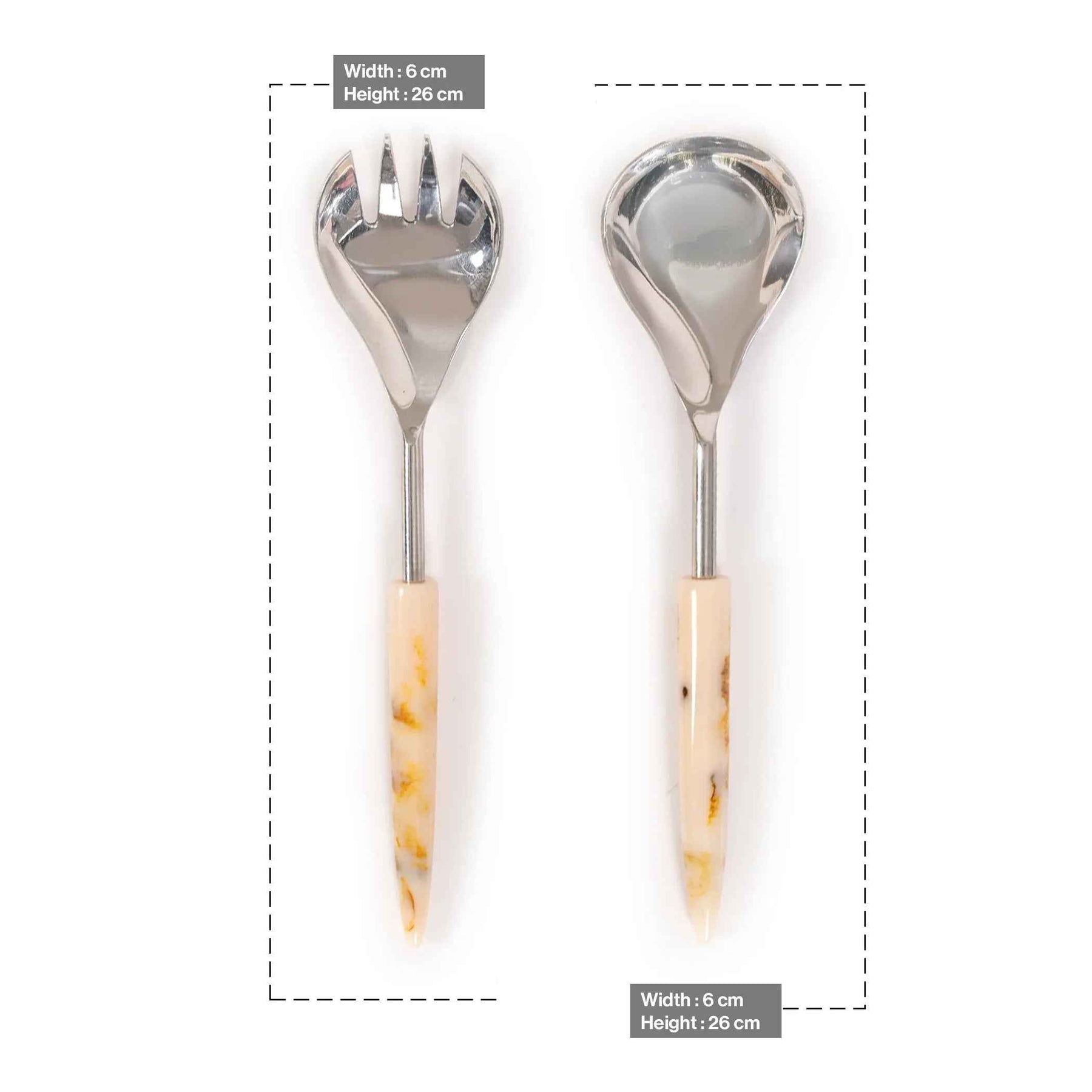 Stainless Steel Spoon & Fork Set with Marble Finish Handle