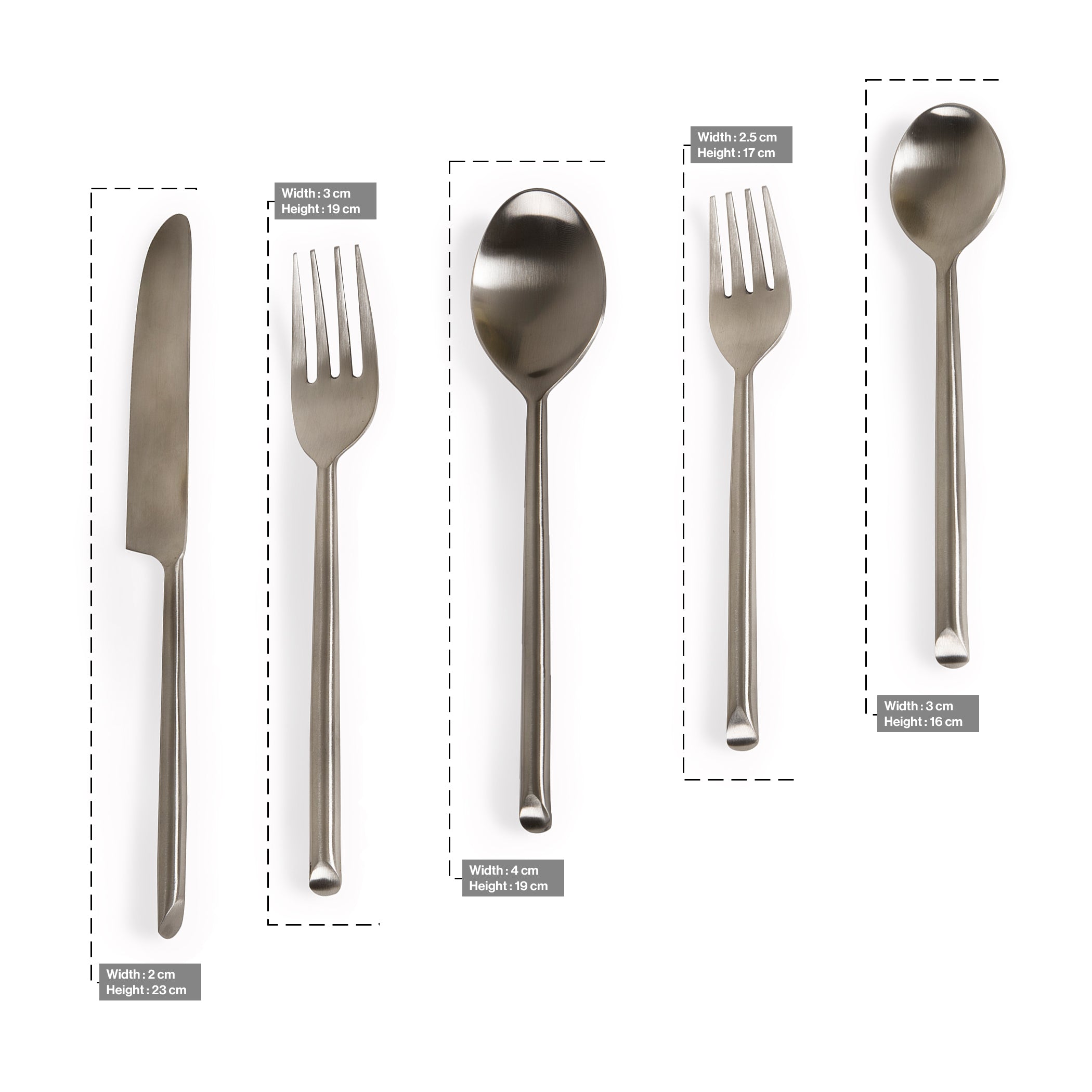 Matt Finish Stainless Steel Cutlery set of 5