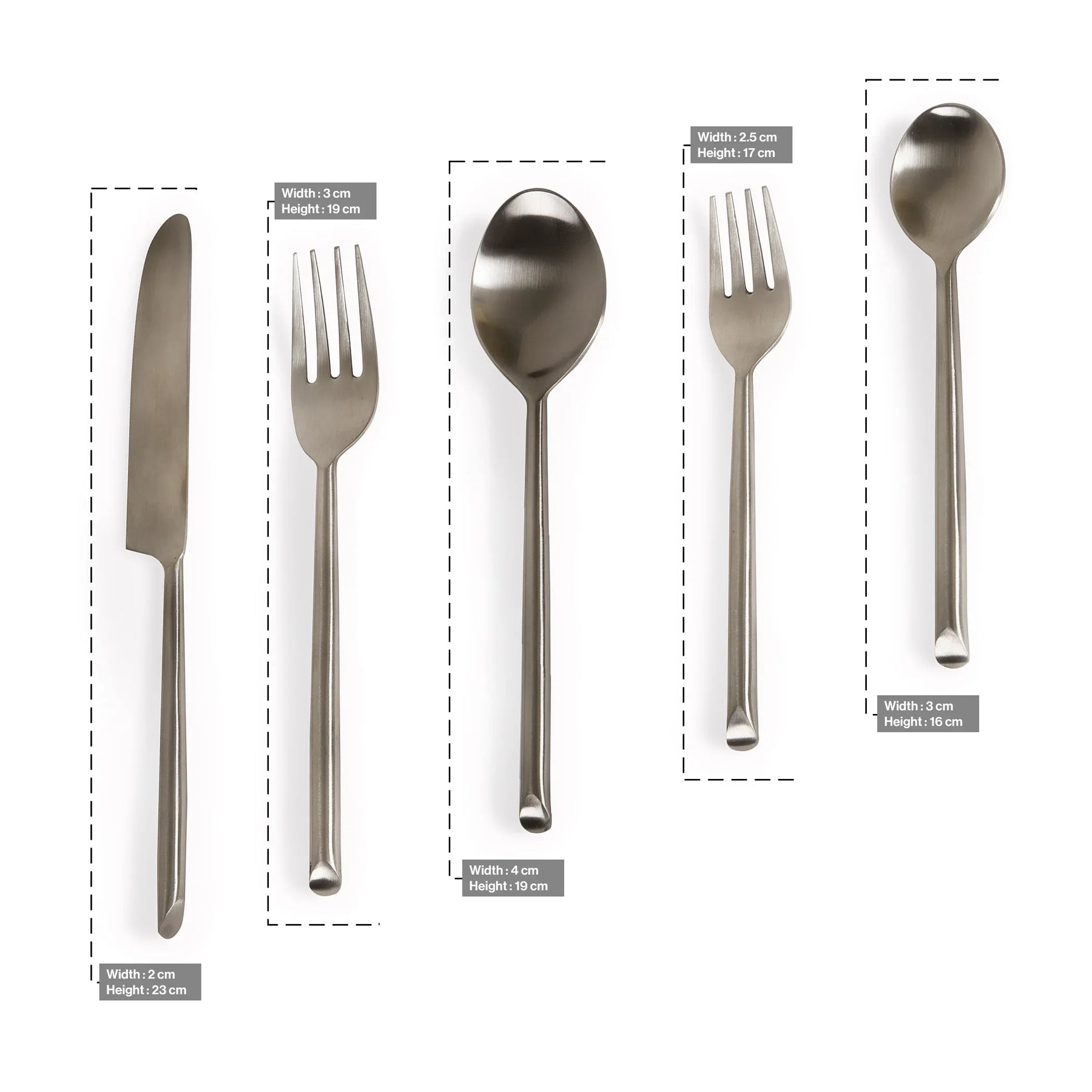 Matt Finish Stainless Steel Cutlery set of 5