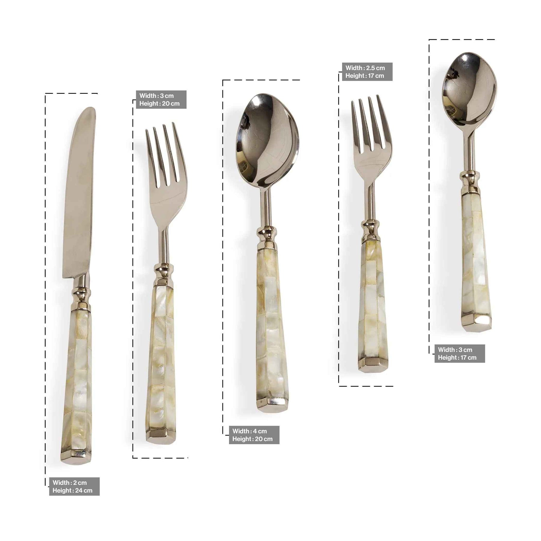 Mother Of Pearl Stainless Steel Cutlery Set Of 5