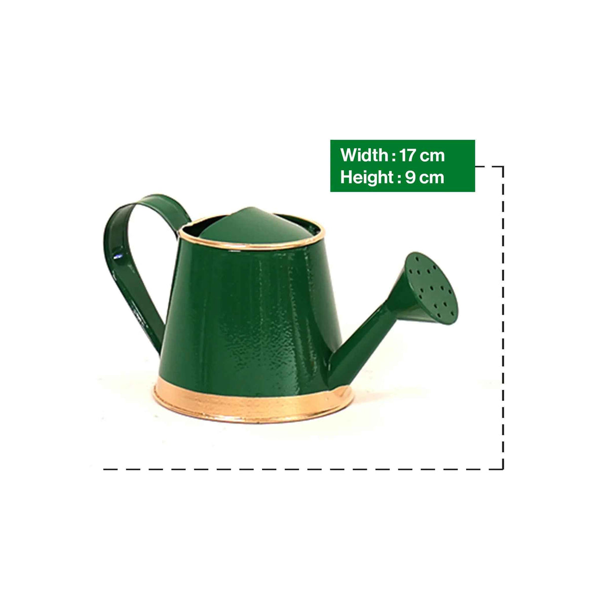 Traditional Watering Can in Dark Green with Golden Touch