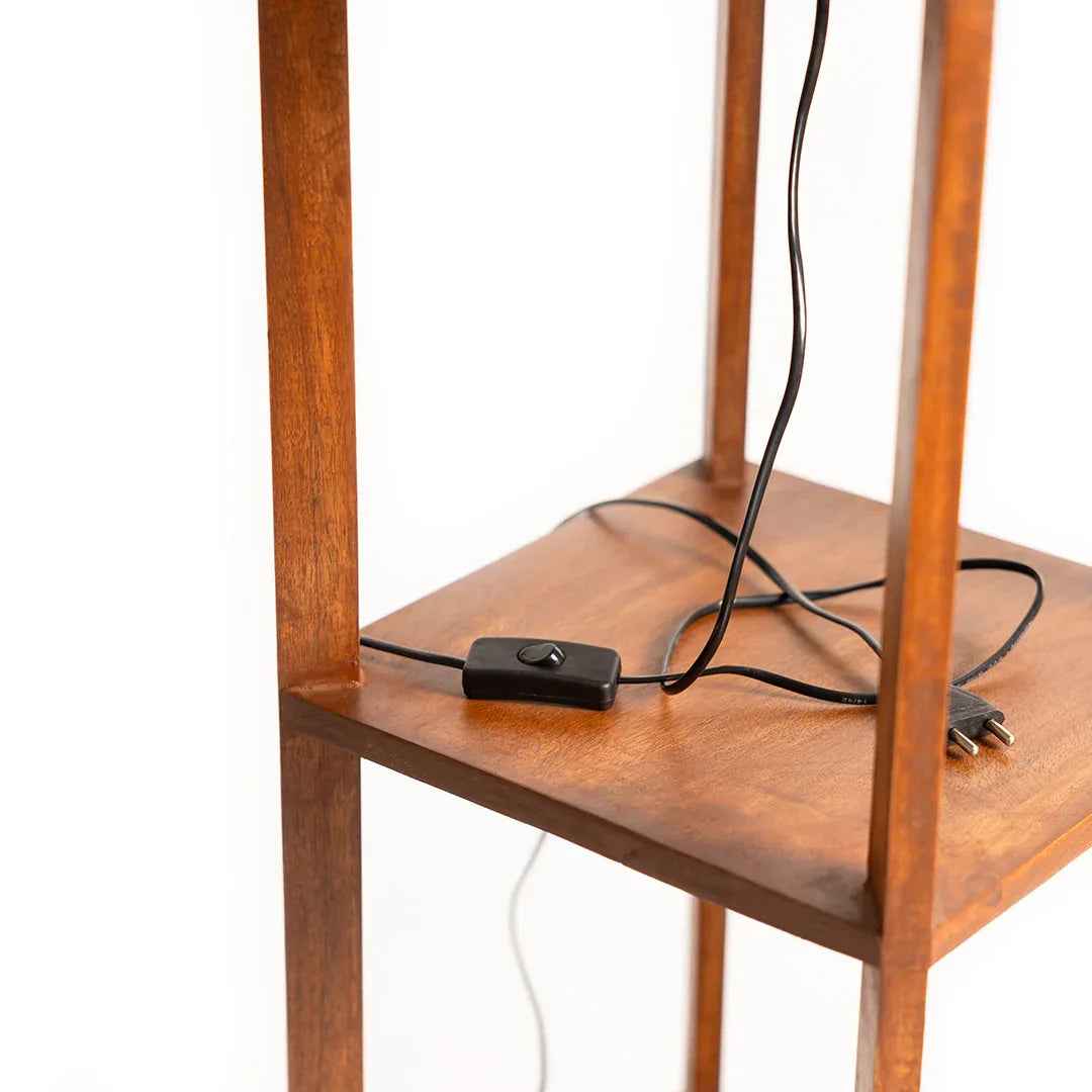 Wooden Shelf Floor Lamp for Living Room