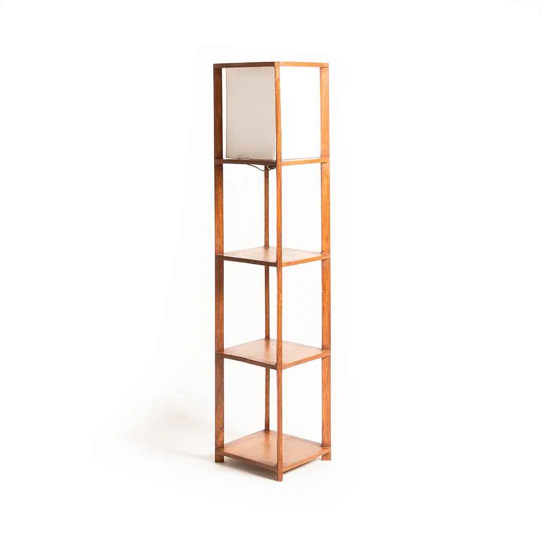 Wooden Shelf Floor Lamp for Living Room