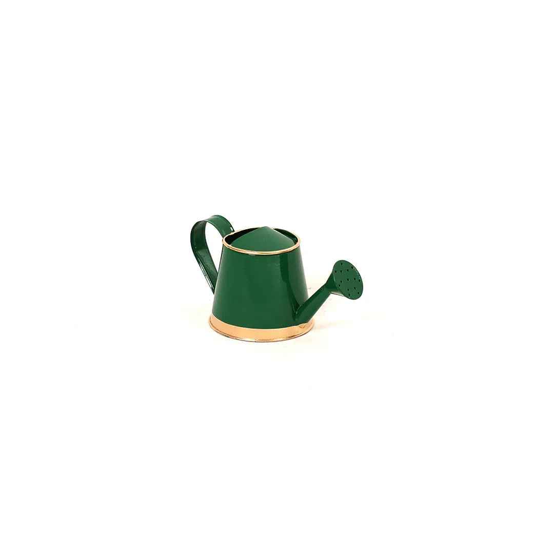 Traditional Watering Can in Dark Green with Golden Touch