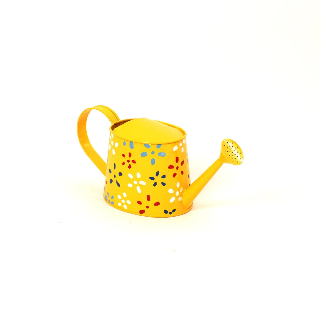 Traditional Watering Can in Floral Print Yellow (Large)
