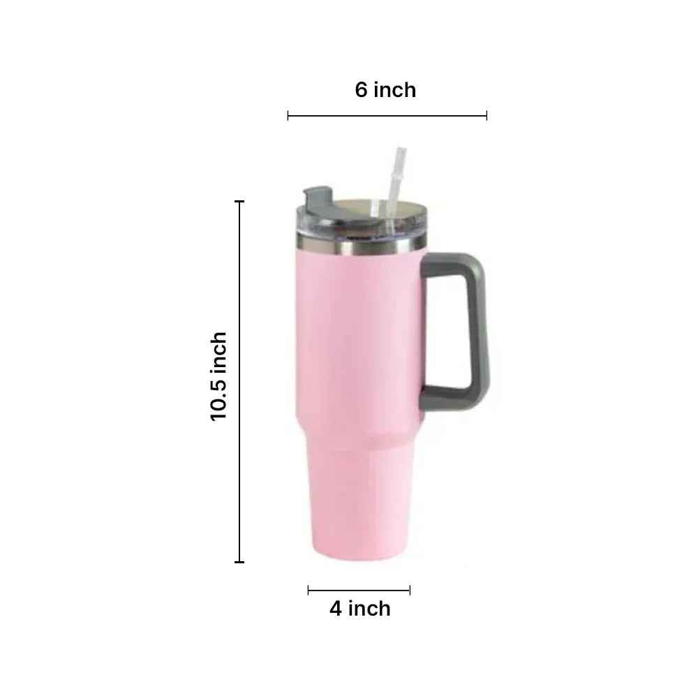 Premium Insulated Tumbler with Handle in Pastel Pink