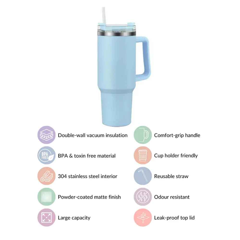 Premium Insulated Tumbler with Handle in Sky Blue