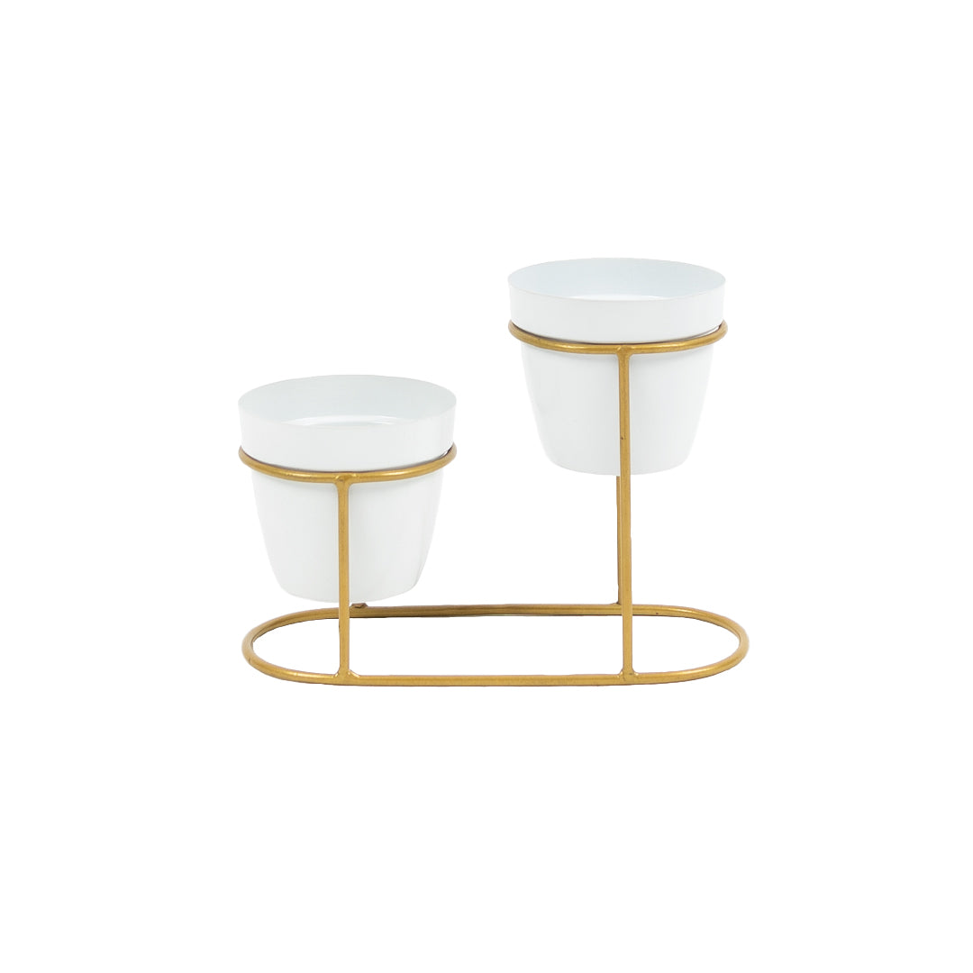Metal Pots with Double Golden Stand