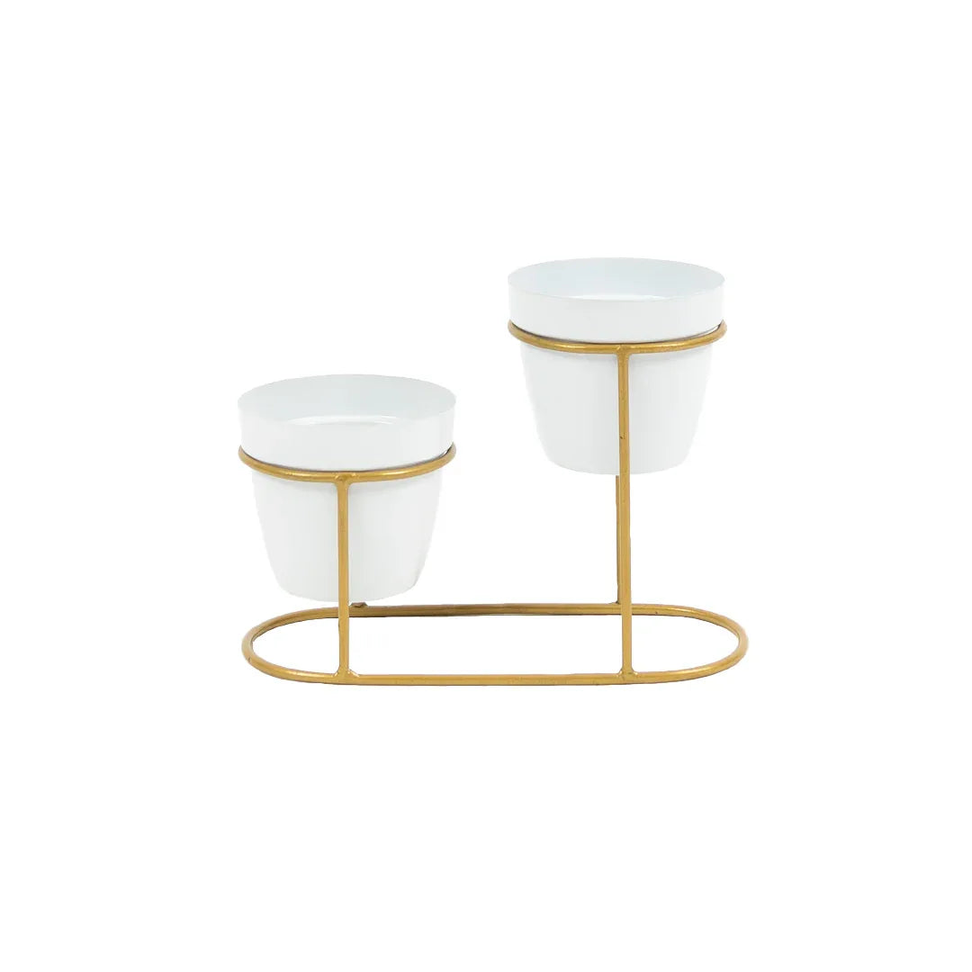 Metal Pots with Double Golden Stand
