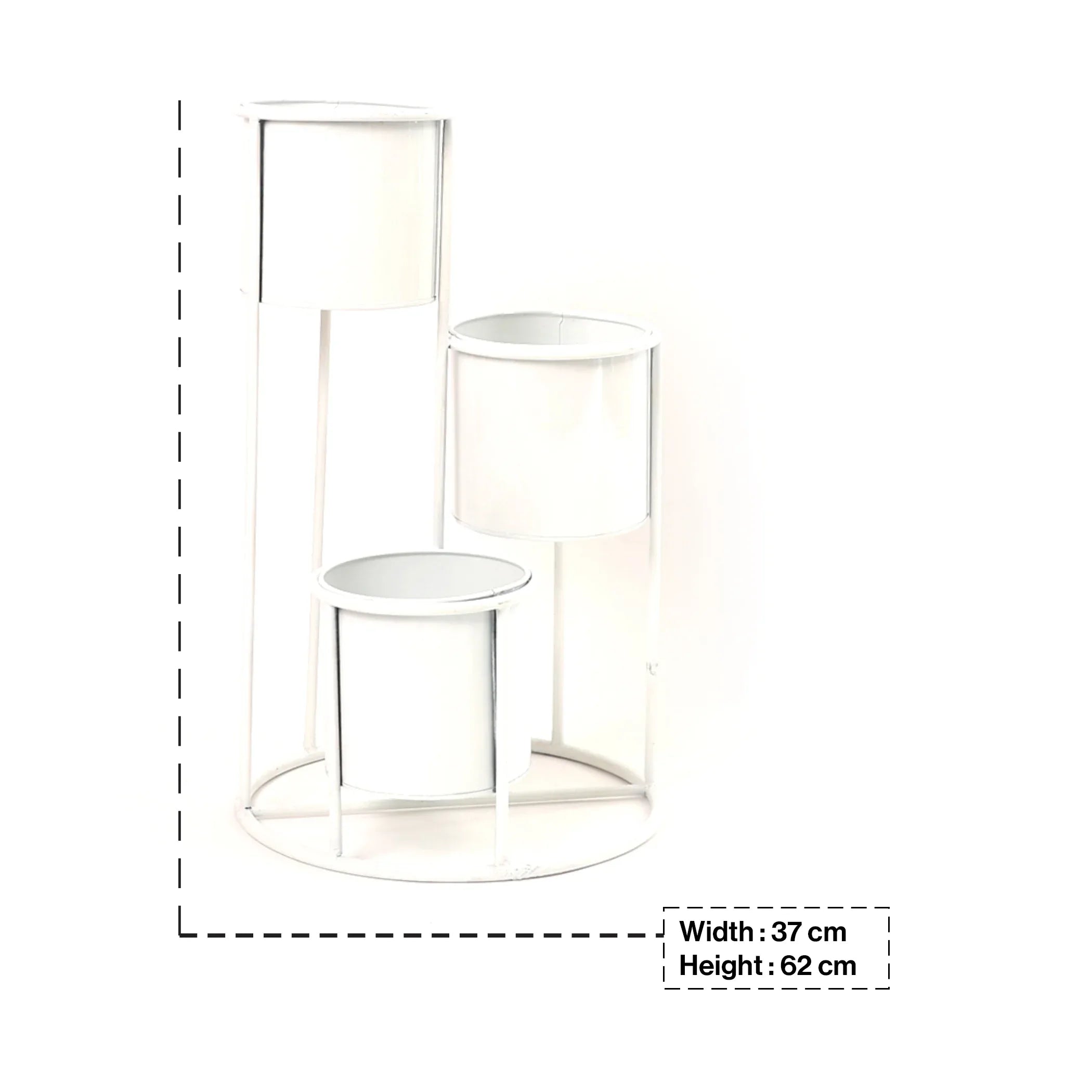 Floor Planter Stand With Triple Pots In White